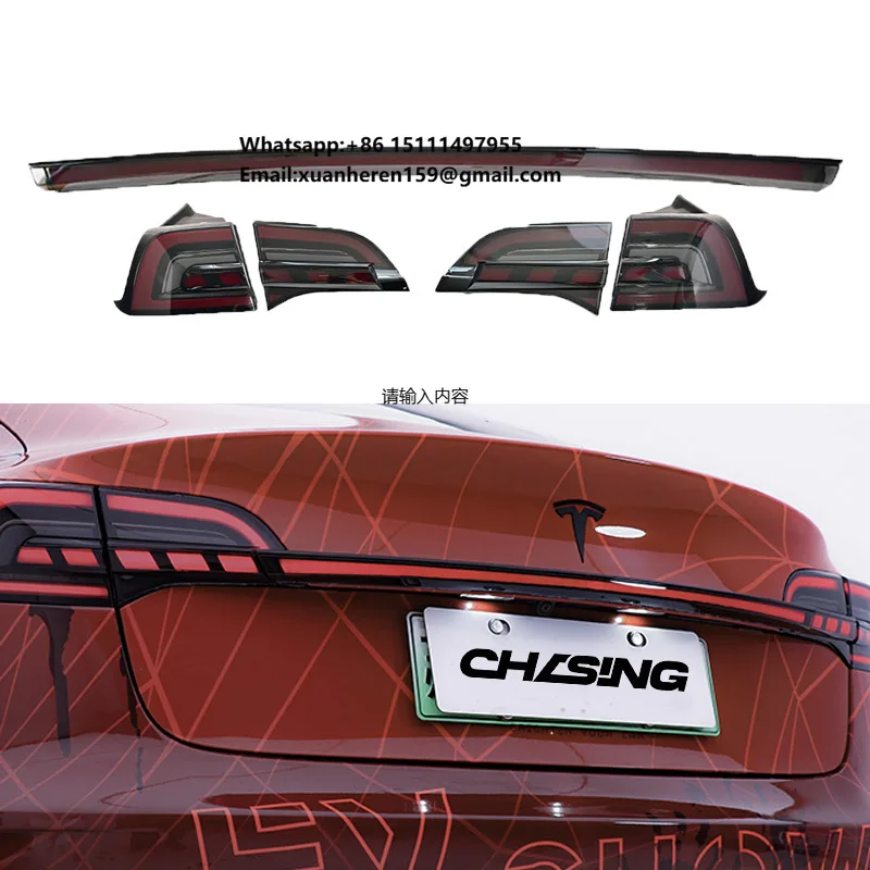 Genuine Modified Accessories LED Taillamp Full-Width Strip Through Shape Tail Lights for Model 3 Y