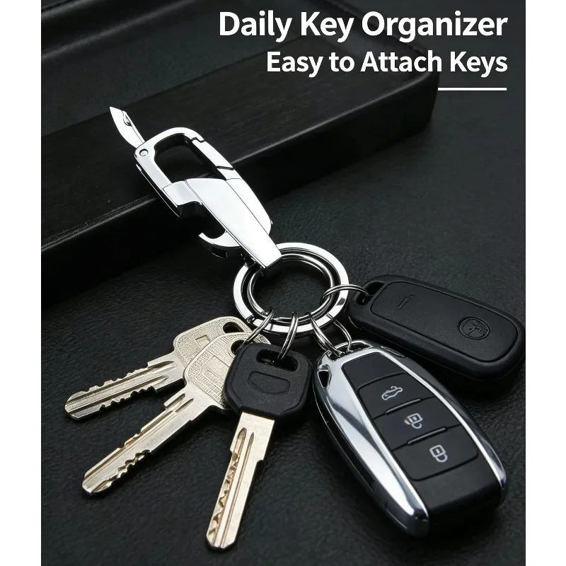 Portable Metal EDC Multi‑Tool Keychain with Carabiner Clip Bottle Opener  Folding Cutter for Men Daily Carry Gift