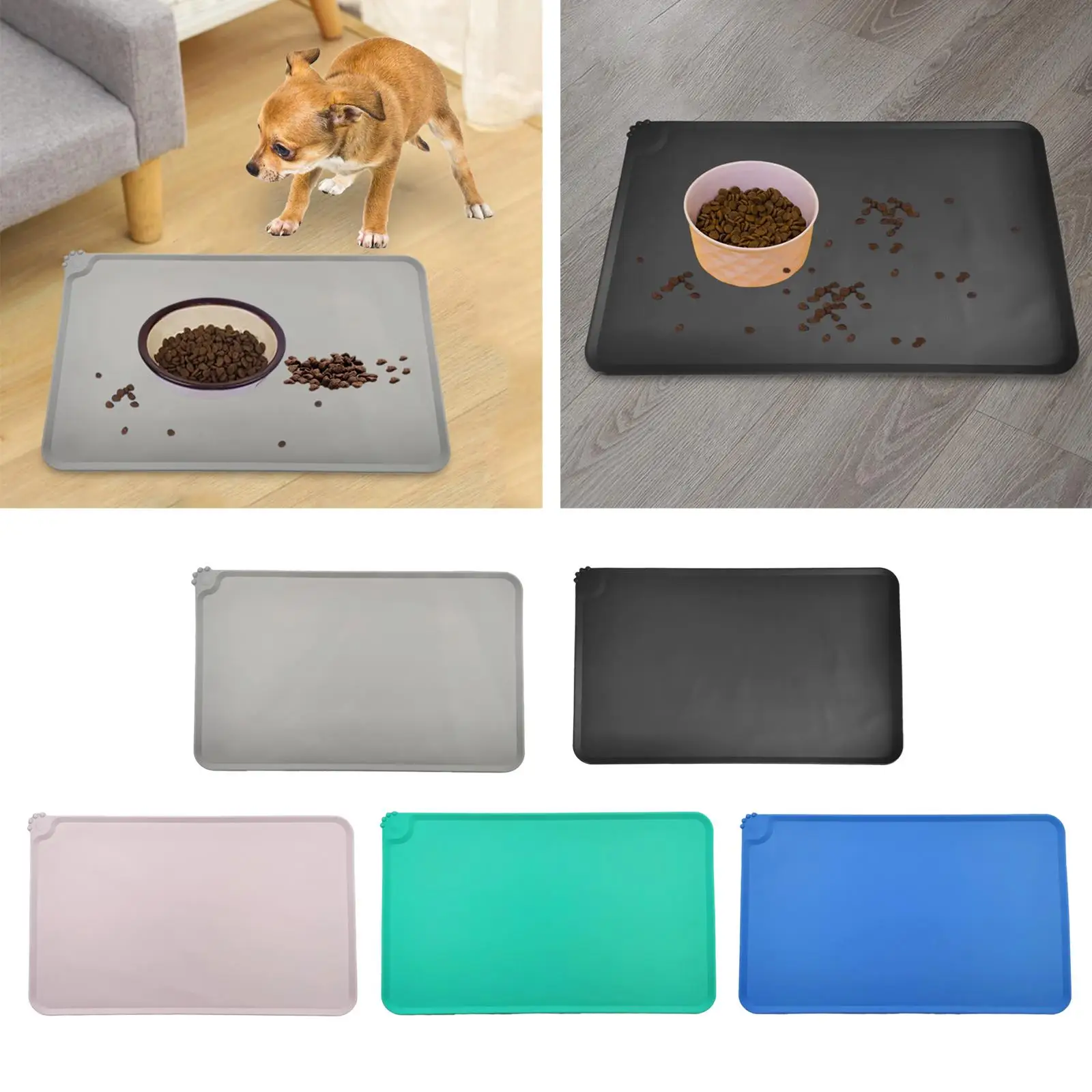 Pet Feeding Mat Large Placemat Washable Foldable Silicone Dog Cat Food Mat Pet Placemats for Food and Water for Dogs Cats