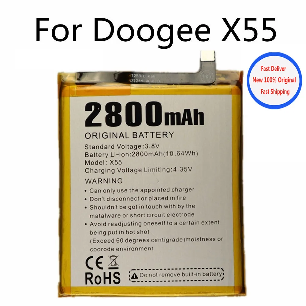 2800mAh X55 Replacement Battery For Doogee X55 MTK6580 Phone Batteries + Tools