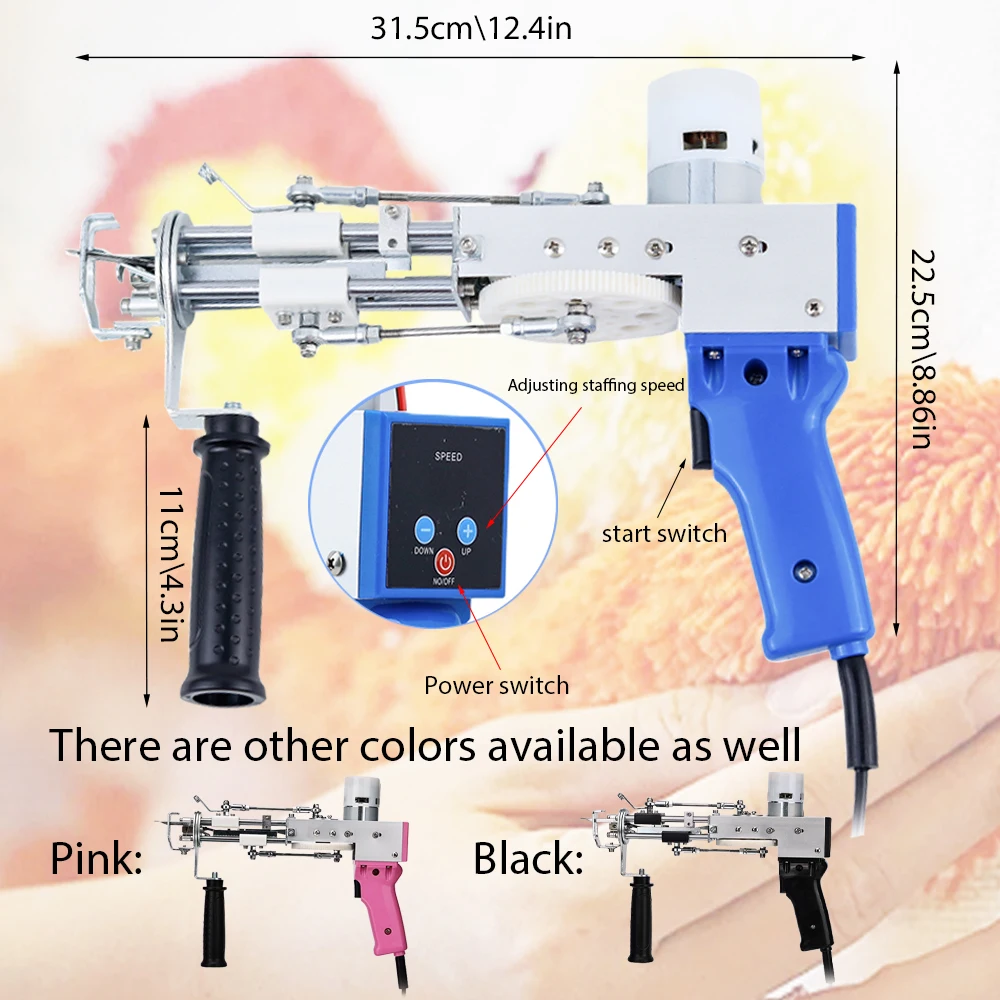 Tufting Gun Cut Pile und Loop Pile 2-in-1 Elektrische Teppichpistole Starter-Kit für Tufting-Liebhaber mit Digitalanzeige – Detail 3