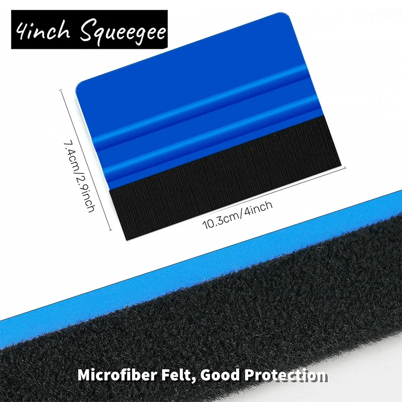 Plastic Felt Squeegee Kit for Vinyl Wrap Window Tint Wallpaper Smoother 8in 4in Vinyl Scraper for Car Film Decals Art Knife