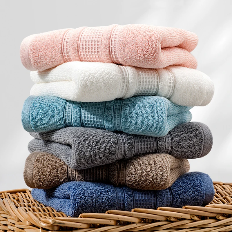1/2PCS Random 100% Cotton Bath Towel Absorbent Adult Bath Towel Pure Color Soft Skin-friendly Face Wash Hand Towel Bath Towel