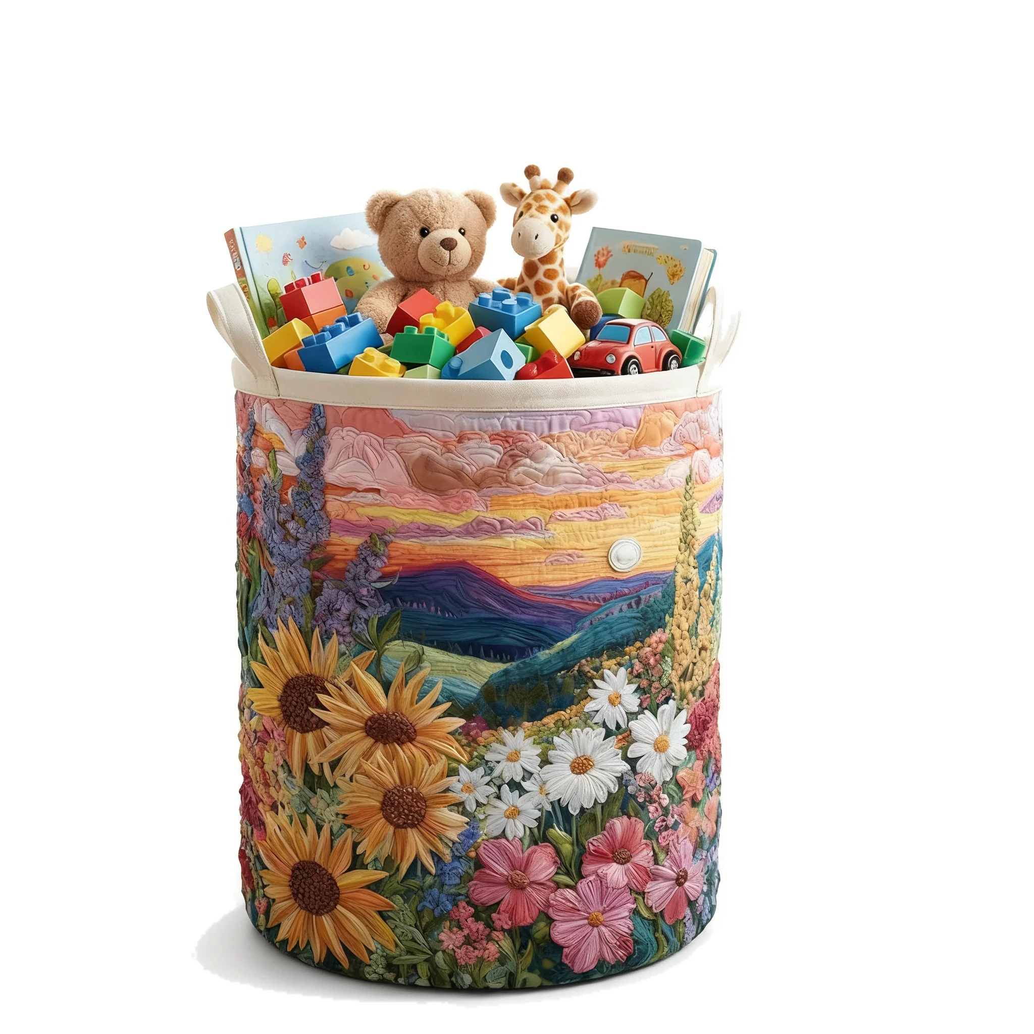 Quilted Laundry Basket With Handles Chic Storing Clothes Toys And Neatly Large Is