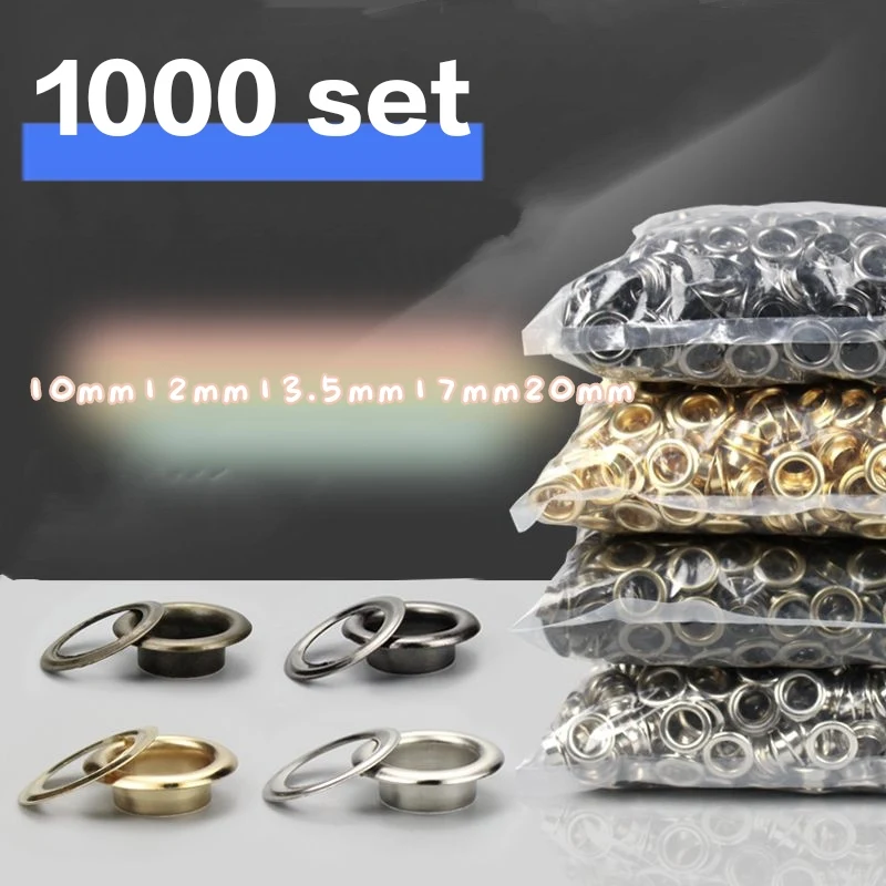 1000set With Washer Metal Eyelets Canvas Clothes Curtains Plush Toys Scrapbooking Tarpaulin Grommet Kit Applicator Sewing Eyelet