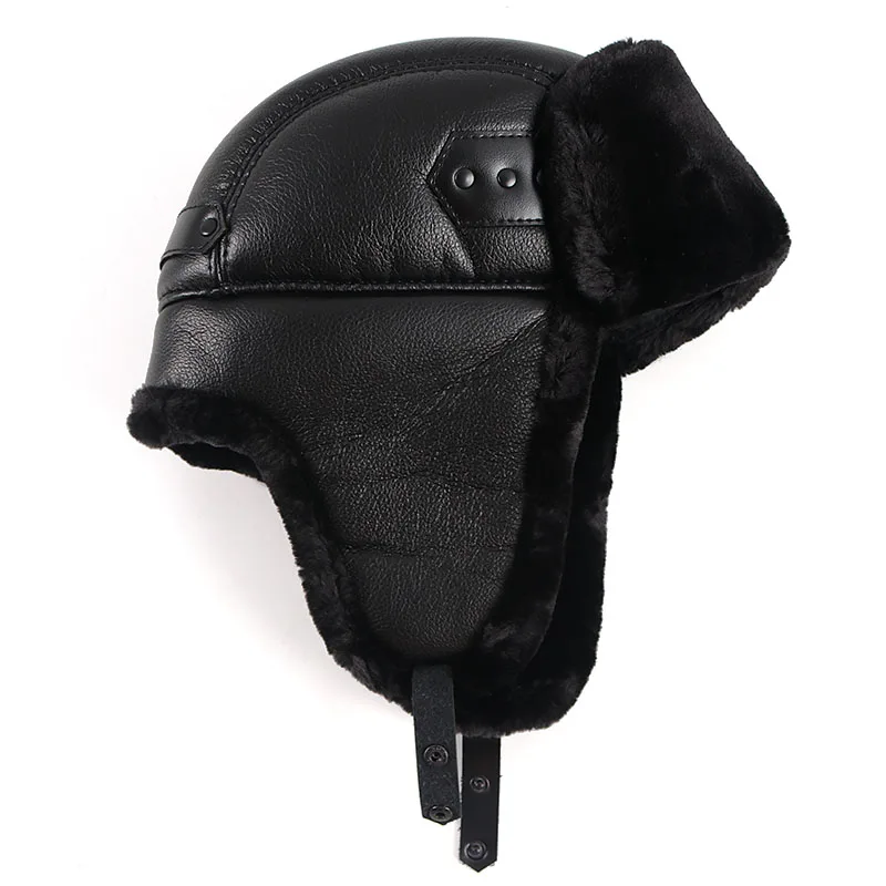 Earflap Hat Winter Cap Man 2026 Autumn Black Pu Leather Caps Warm Ushanka Russian Faux Fur Bomber Aviator Trapper Hats Men