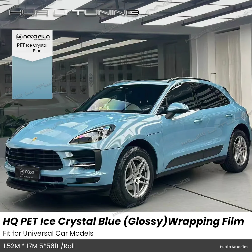 Car Wrapping Film For Universal Car Models Ice Crystal Blue PET Color changing Vinyl Decal Car Stickers Roll Auto Accessories