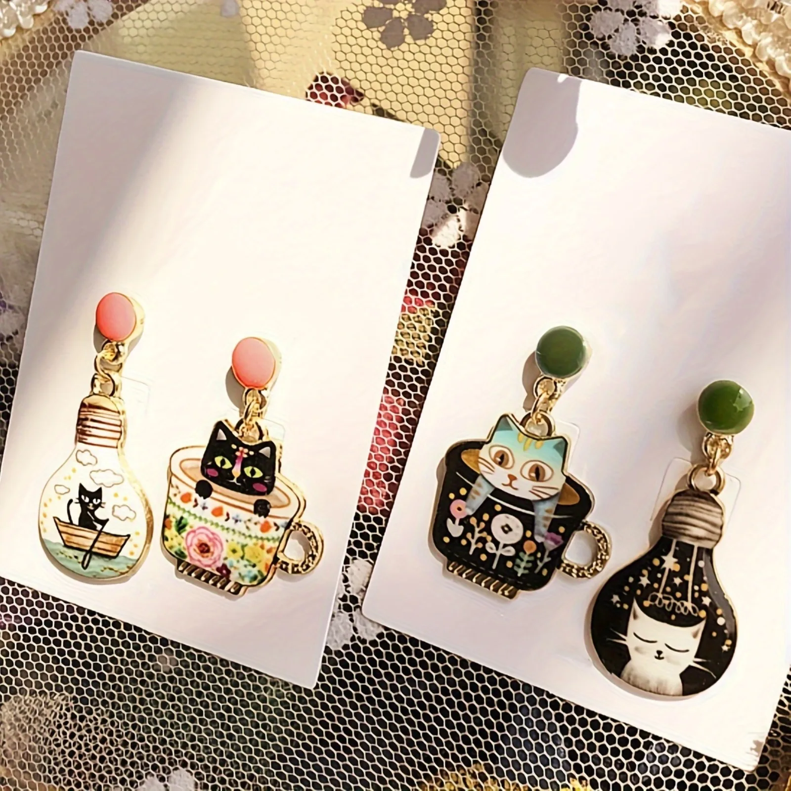 

1 Pair Of Mismatched Dangle Earrings Cute Kitten Design Daily Outfits Party Accessories Creative Stuff