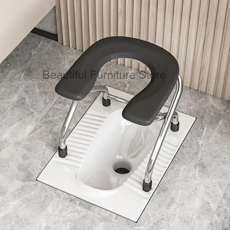 U Plate Folding Sitting Stool Chair Pregnant Elderly Toilet Seat Stool Chair Stainless Steel Toilet Stool Squat Sit Toilet