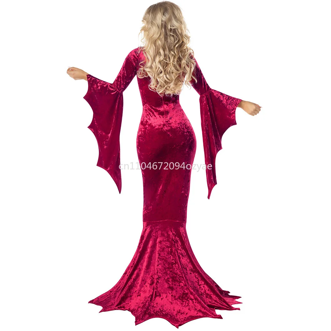 S-XL Halloween chauve-souris sorcière fantôme mariée Costume gothique sorcière Vampire maquillage balle longue robe Performance robe