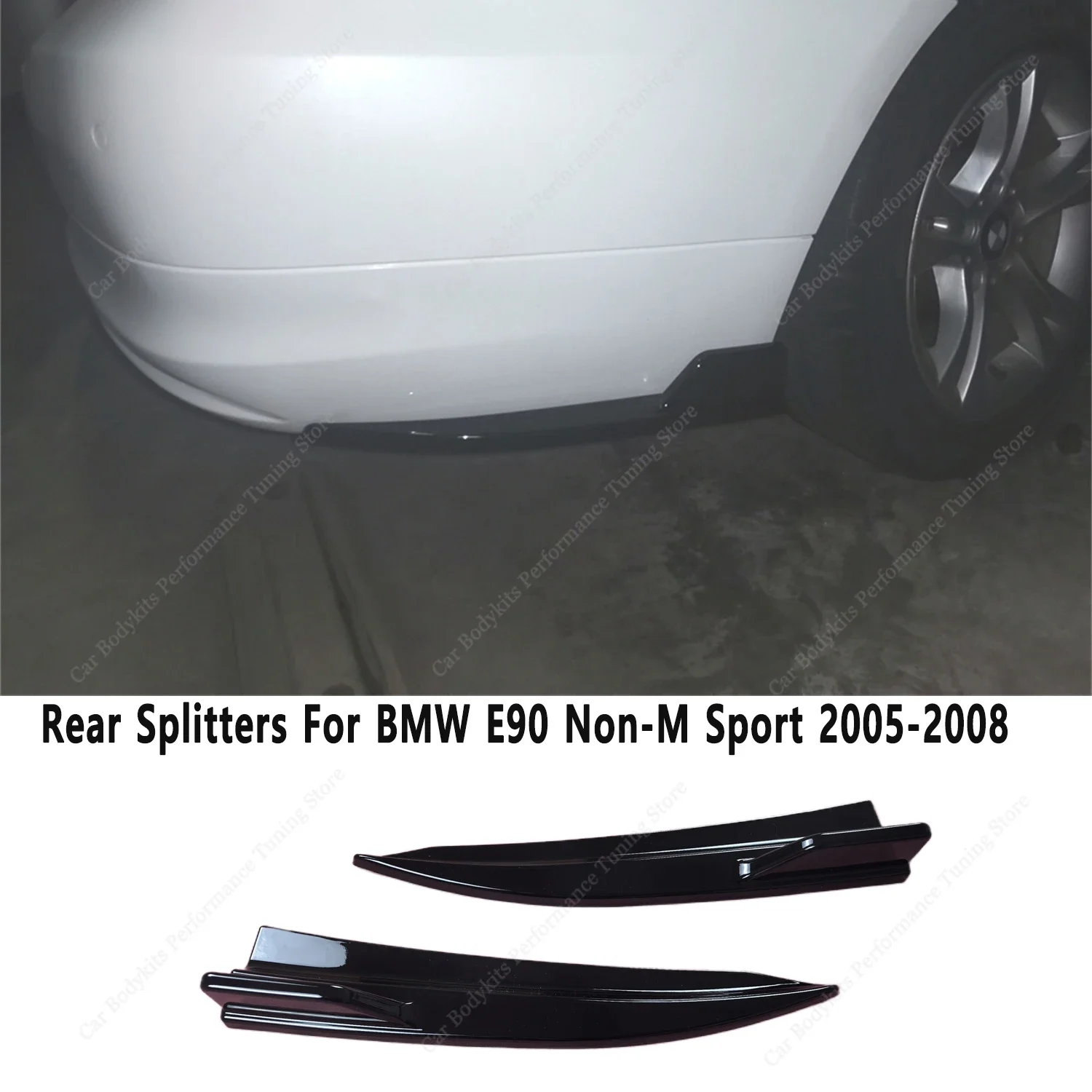 Gloss Black Rear Splitters For BMW E90 320i 325i 320d 335i 330d Non M Sport 2005-2008 Rear Bumper Diffuser Skirts Bodykits