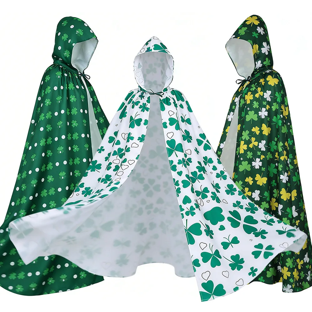 

St Patrick's 3 Leaf Clover Costume Party Festival Robe Halloween Cloak Women's Ethnic Stage Wear Traditional Chinese Clothing
