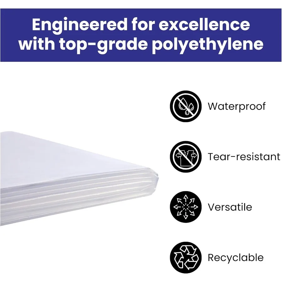 Clear Plastic Drop Cloth for Painting Renovations and DIY Projects Water Dustproof Odorless Plastic Sheet with 1mil Thickness D