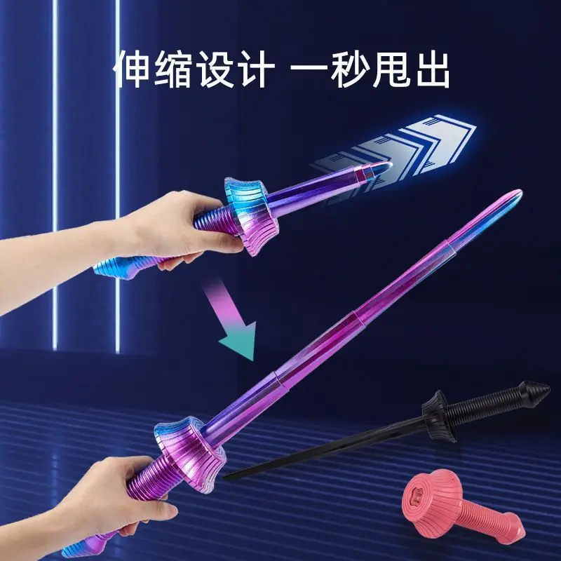 Populair 3D-geprint intrekbaar zwaard voor kinderen die spiraal en krimpt, Samurai-mes zwaartekrachtwortelmes, klein kinderspeelgoed