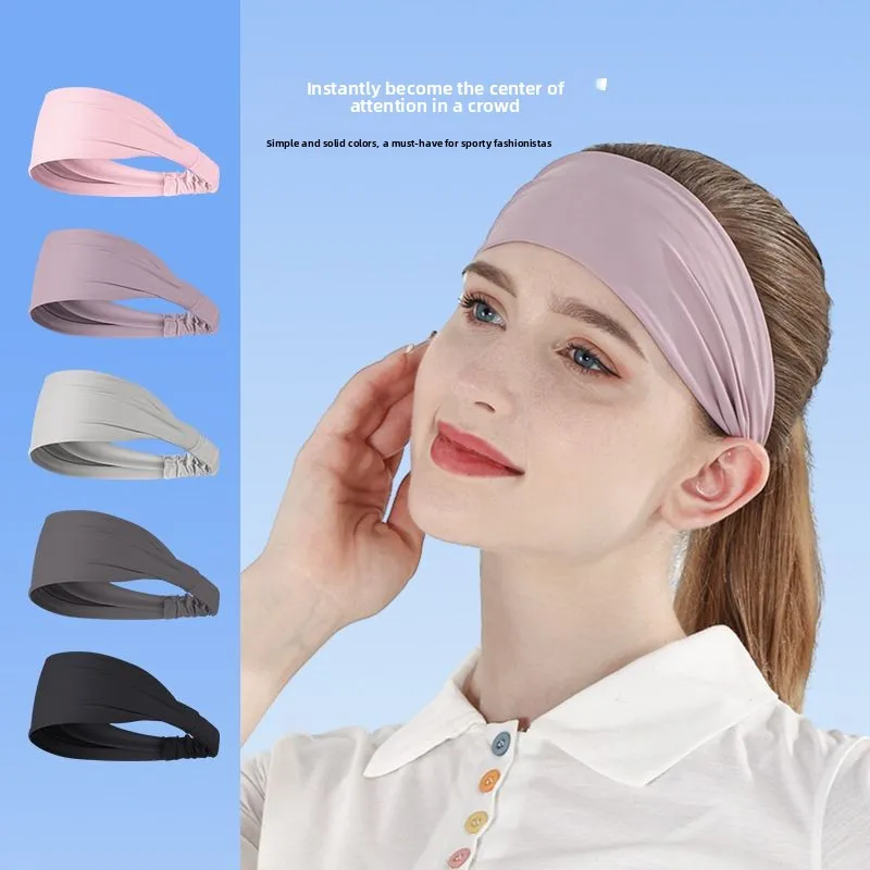 Anti-Slip Sweat-Absorbent Sports Headband, Breathable Yoga Running Forehead Hair Band, Unisex Sweatband Hair Hoop for Outdoor Wo