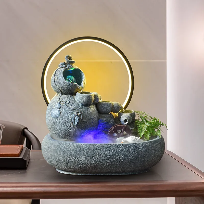 lucky water ornament humidifier, living room entrance office desktop decoration, opening housewarming gift