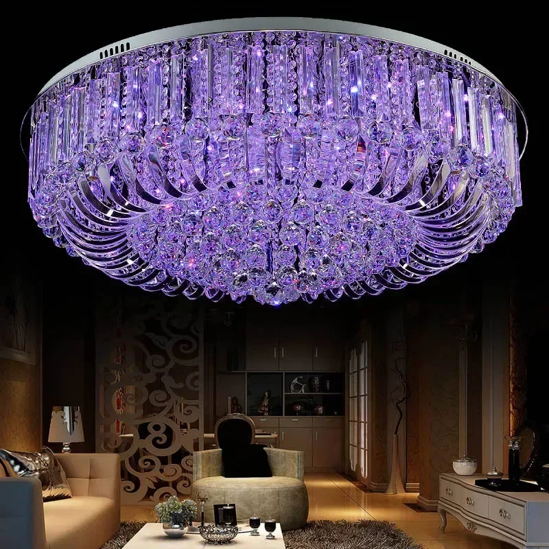 Modern Crystal Ceiling Light Luxury Chrome LED round Lighting Fixture Deckenleuchte Luminaria Home Decor