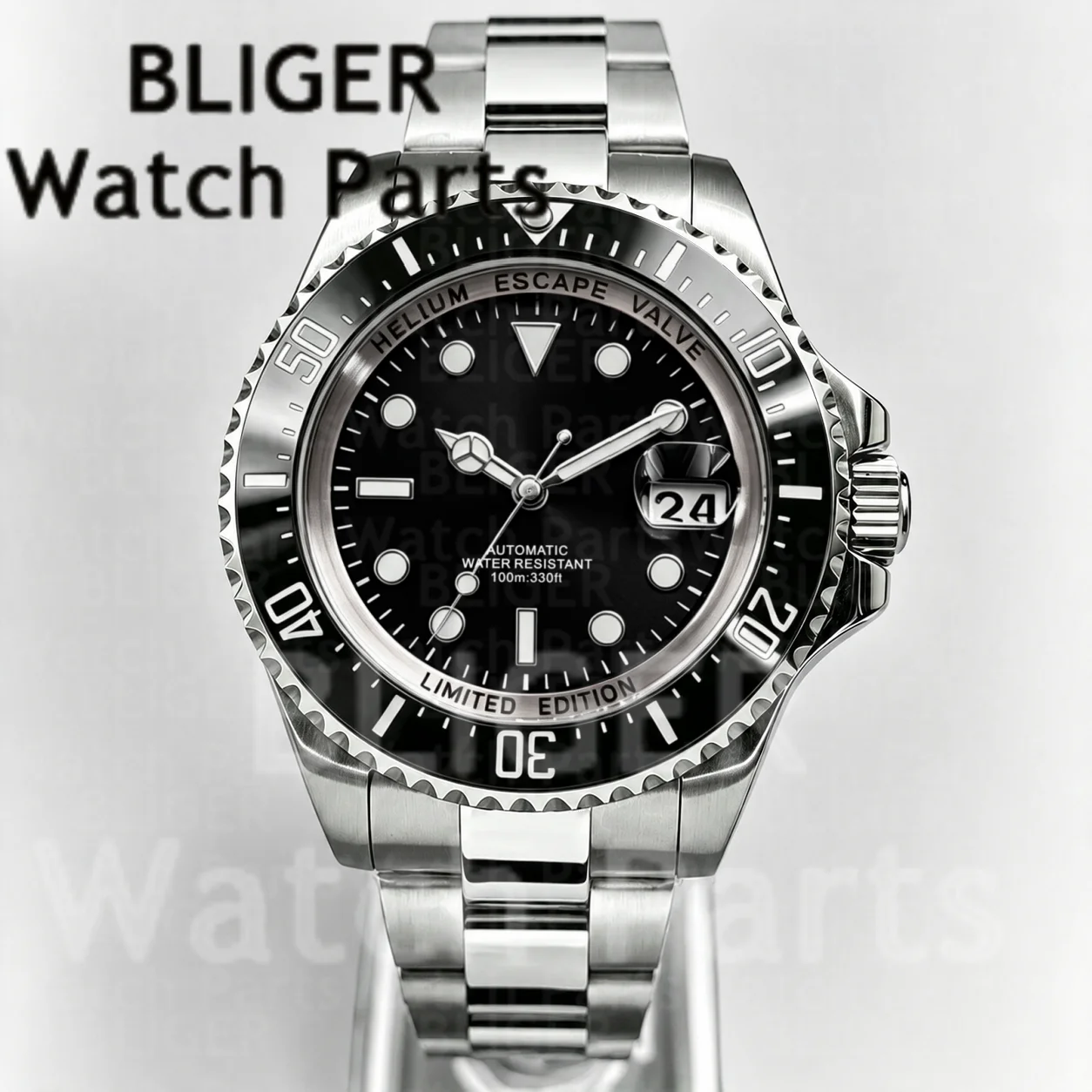 BLIGER Luxury 43mm Men SEA Style Dive Watch Rotating Bezel Steel Oyster Polished Strap Luminous NH35A Mechanical Men Wristwatch