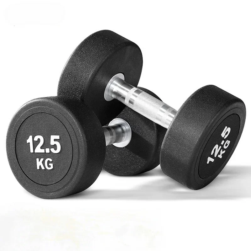 

New Product Free Weight Dumbbell Round Rubber Coated Dumbbell With Anti-Slip Grip 2.5kg To 50kg