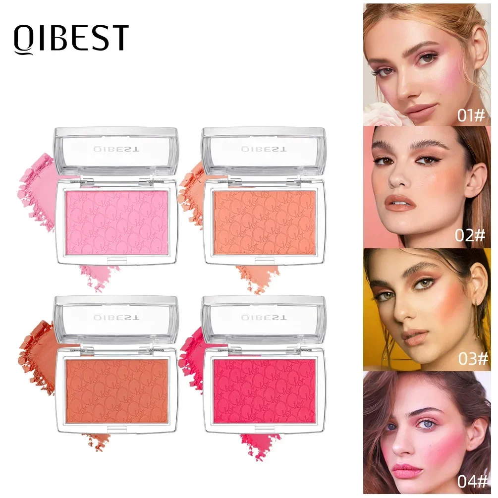 Heallor Embossed Blusher Monochrome Blush Long Lasting Peach Pink Natural Face Makeup Pigment Matte Cheek Rouge Contour Shadow P