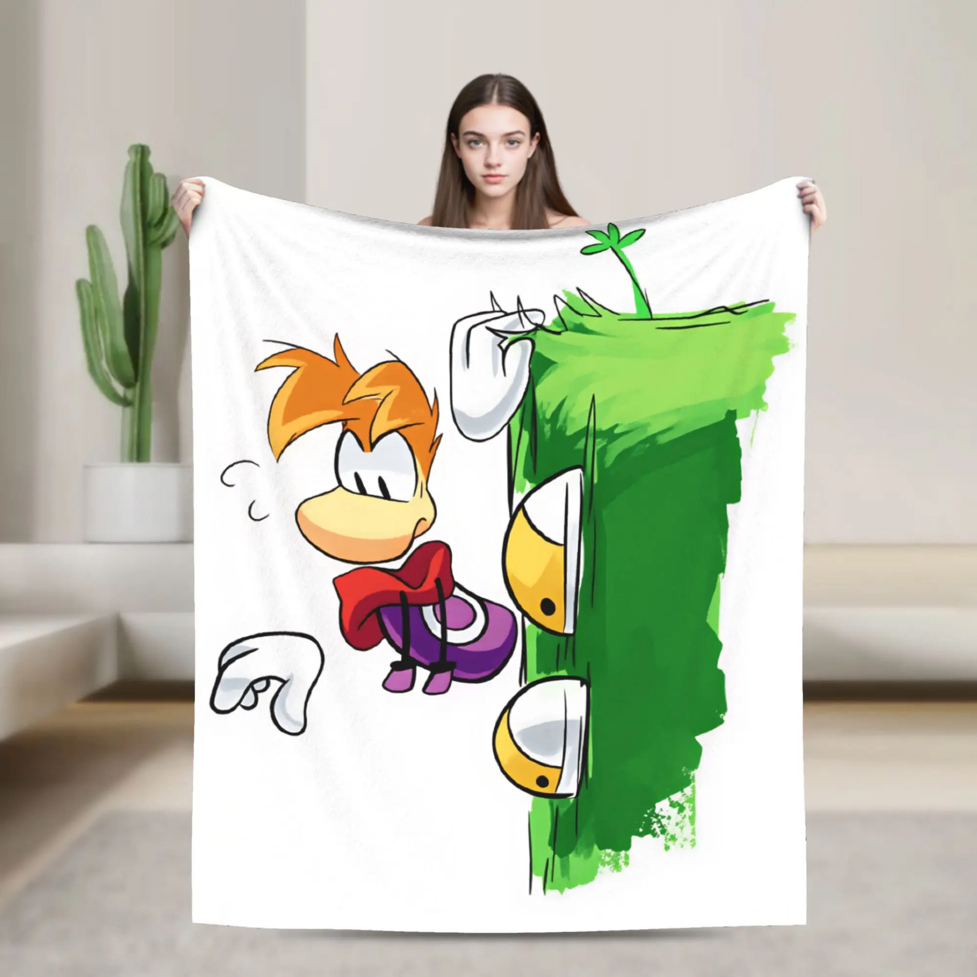 Soft Cozy Throw Blanket Camping Flying fist attack Raymans Blankets  Flannel Bedspread For Sofa Home Casual Sofa Bed Cover