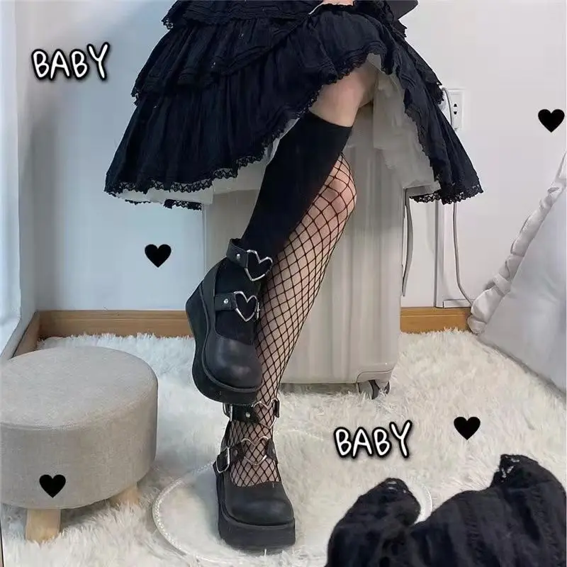 Brand Dropship Sweet Lolita Style Gothic Cosplay Black Pink Cozy Wedges Mary Jane High Heels Pumps Platform Shoes Woman 35-43