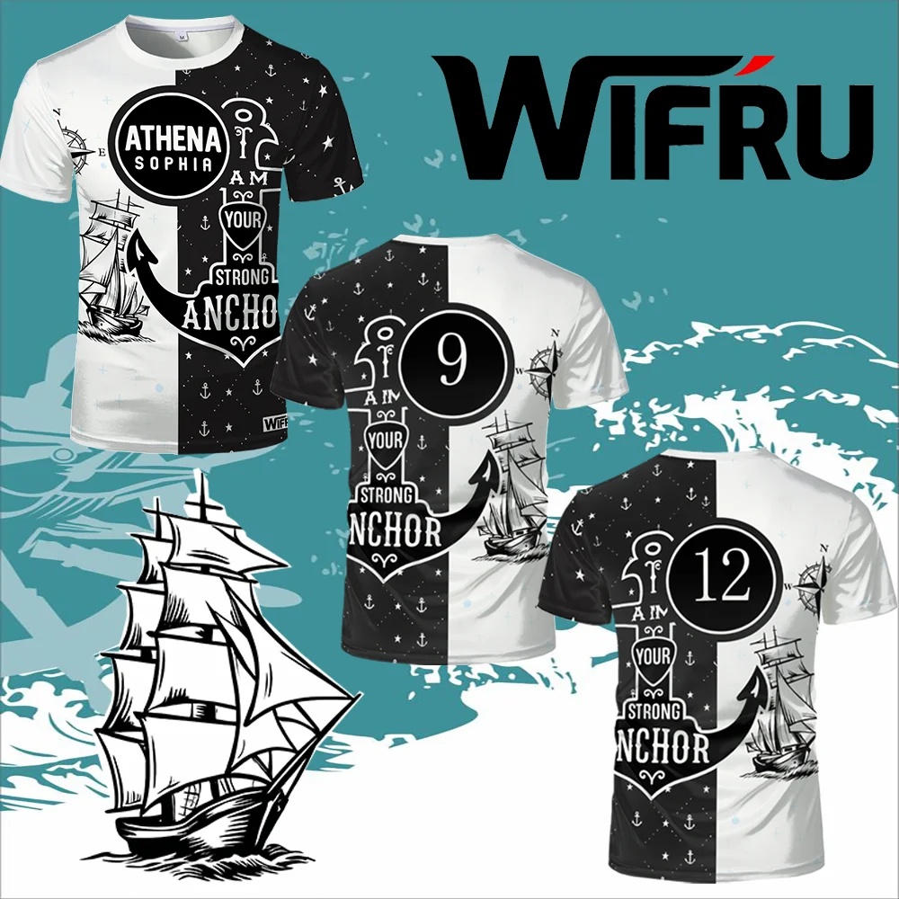 

Streetwear Hip-hop Nautical Print T-shirt Men's And Women's Custom Vintage Graphic Tops Trendy Loose Short-sleeved Crew Neck Tee