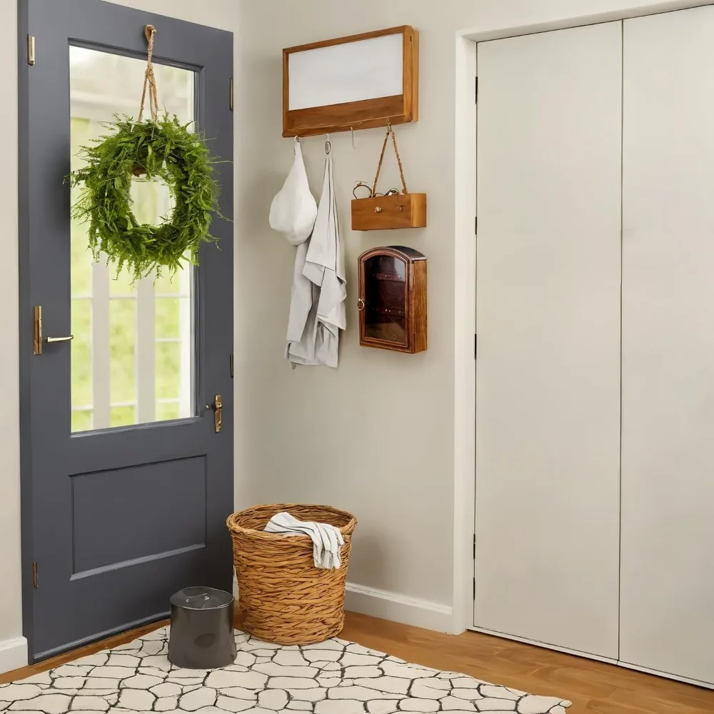 خزانة مفاتيح من خشب الورد مع 6 خطافات ولوحة زجاجية - حل تخزين مزخرف للمفاتيح #5