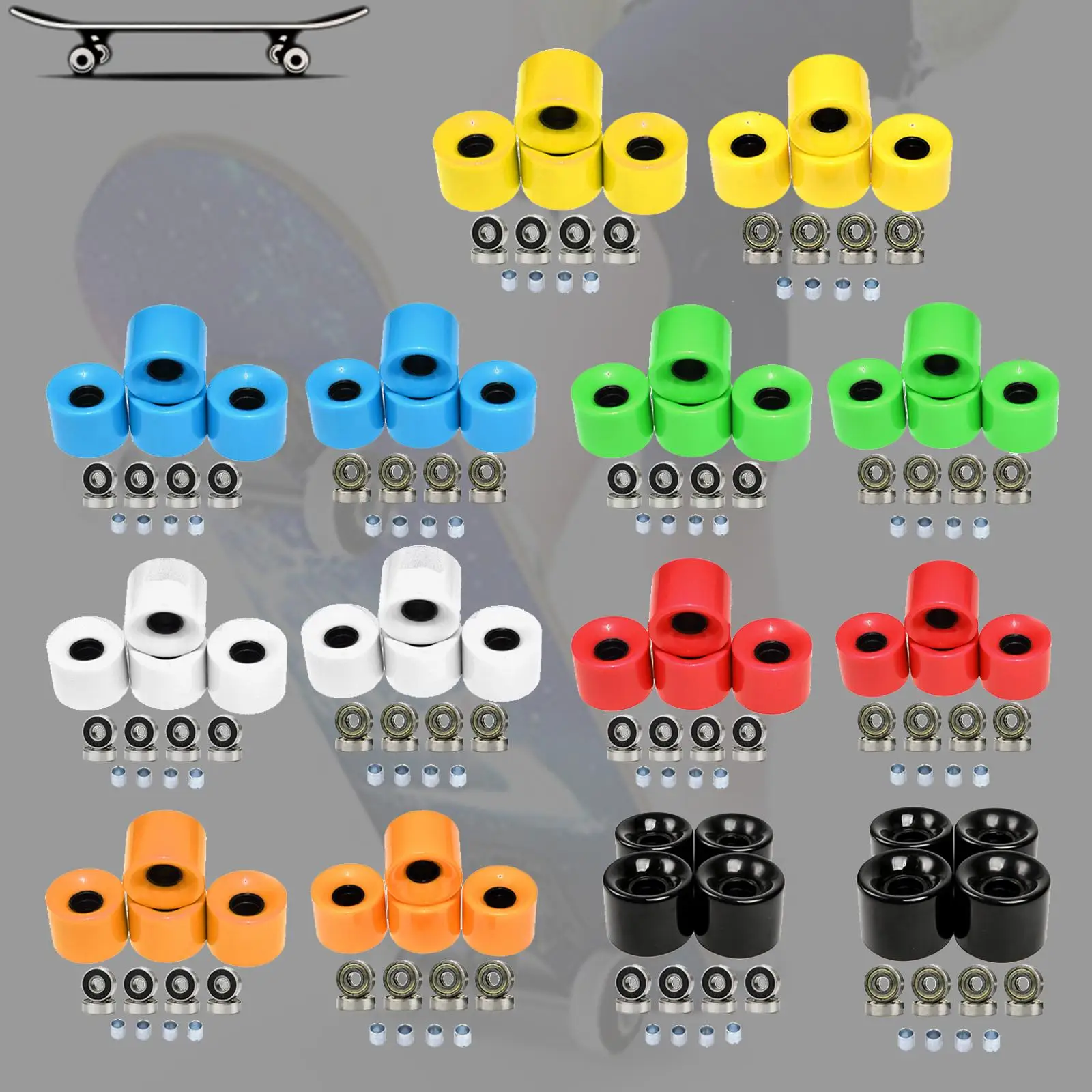 Street Skateboard Wheels with Bearings and Spacers Wheels Pack of 4