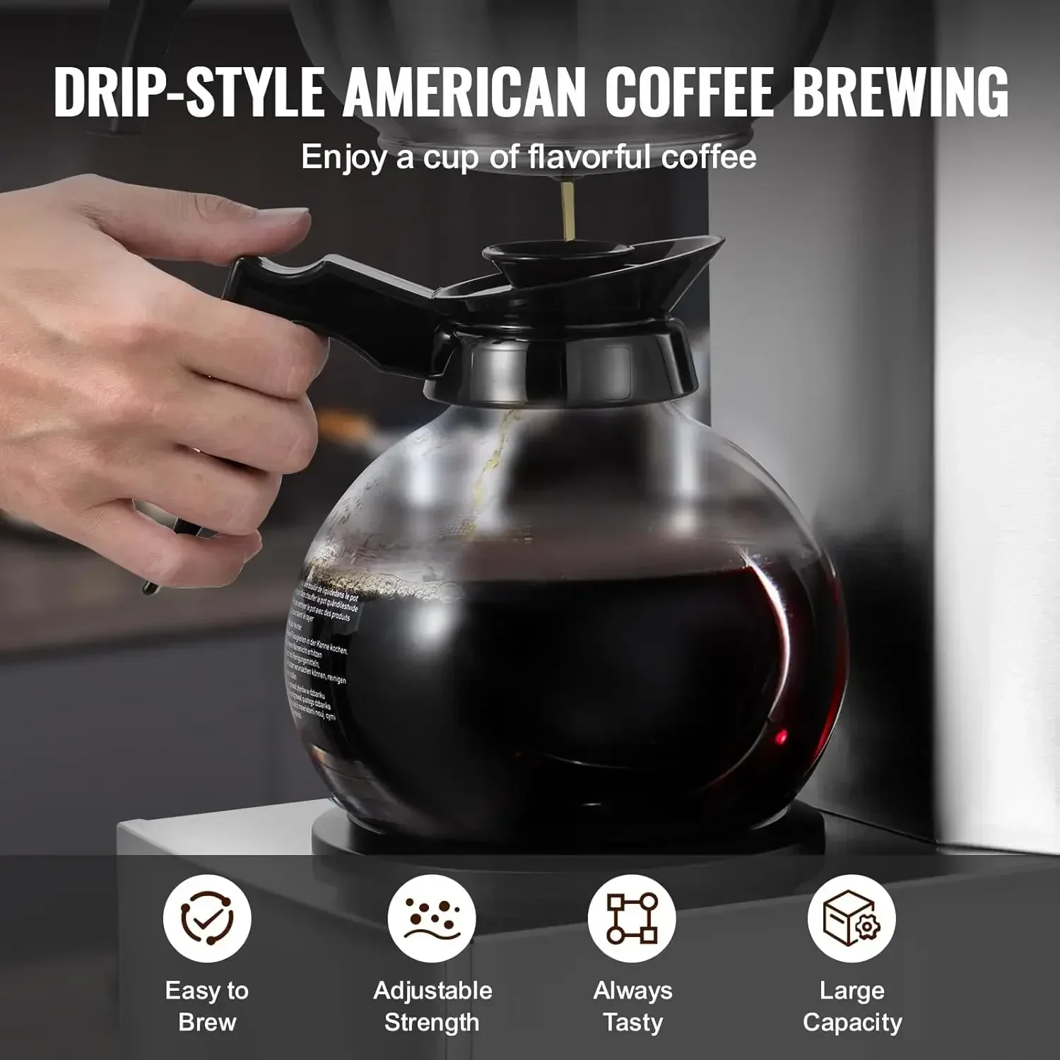 BestsellerBestseller12 Cups Commercial Drip Coffee Maker Coffee Maker Machine with 2 Glass Carafes and 2 Warmer Plates Stainless
