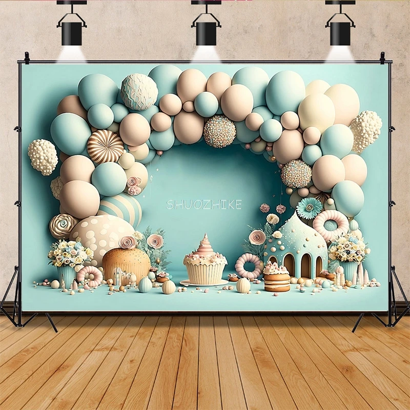 SHUOZHIKE Birthday Newborn Photography Backdrops Prop Air Balloon Portrait Party Baby Shower Photo Studio Background BB-09