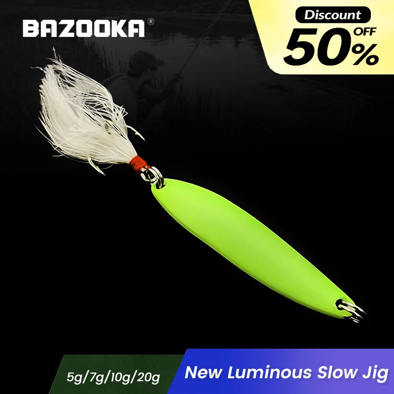 

Bazooka 7g 10g Luminous Slow Jig Fishing Lure Metal VIB Spoon Hard Jigging Lead Sinking Bionics Boat Tuna Bass Pike Shore Winter