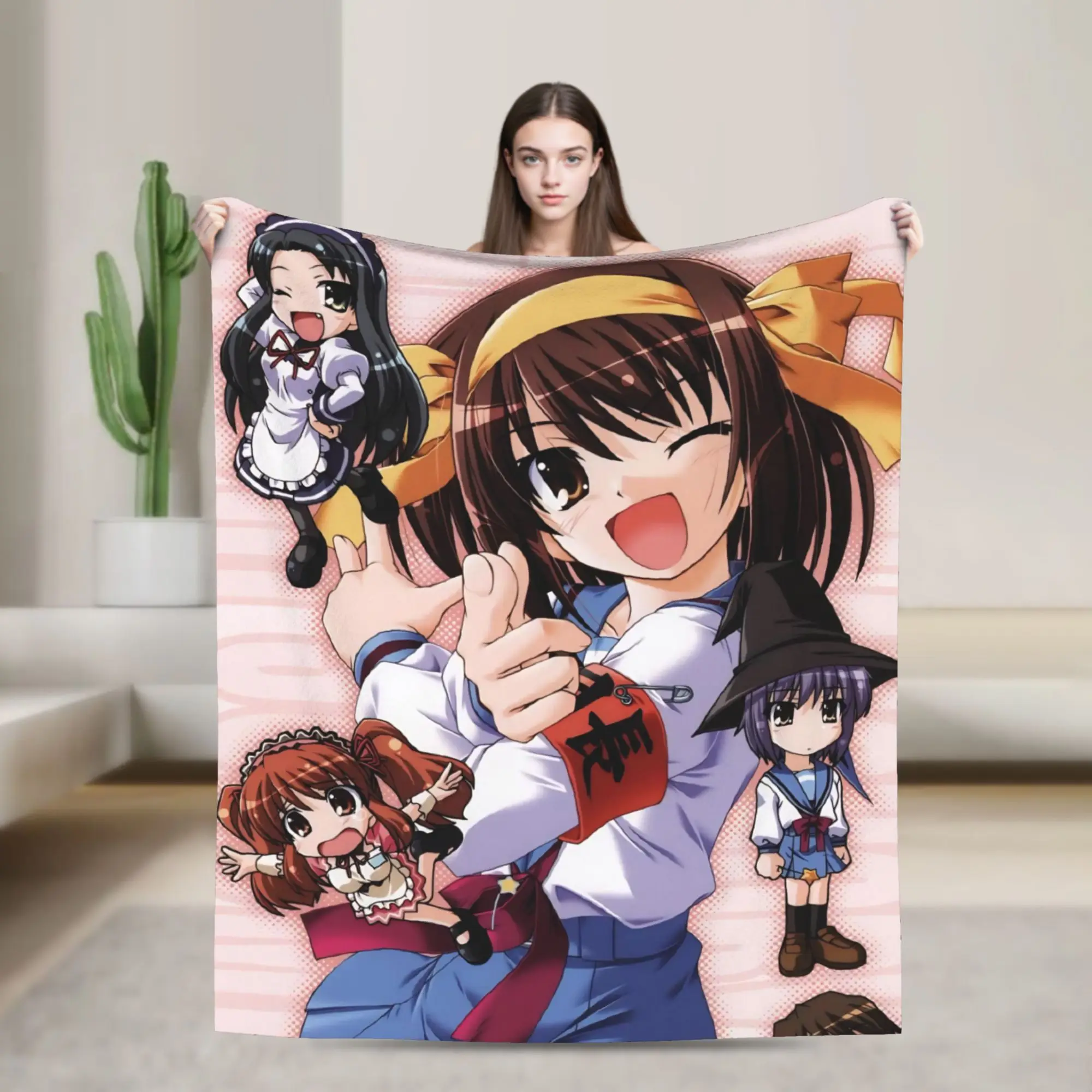Haruhi Suzumiya Anime Blanket Cozy Soft  Throw Blankets for Bed 50x60 Inch Multi-size Rug Piece