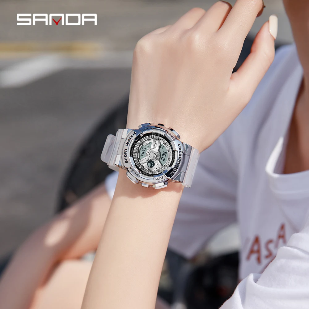 Watch for Women Luxury Brand Ladies Watch  2022 Sanda Magic Color Relojes Feminino Digitales Fashion Waterproof Sport Wristwatch