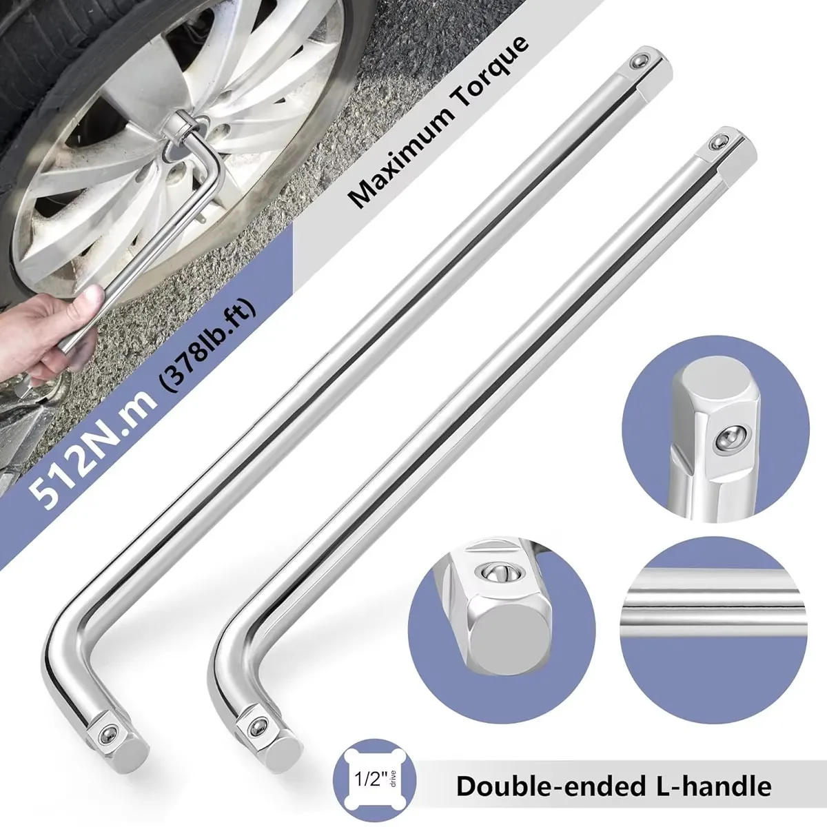 8-15 inch L Shape Socket Ratchet Wrench Extension Bar 1/2