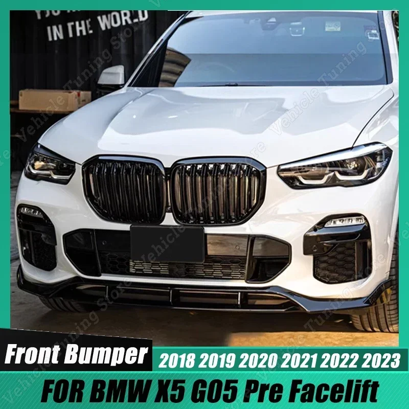 For BMW X5 G05 Pre Facelift 2018-2023 Front Bumper Splitter Spoiler Lip  Body Kit Diffuser Gloss Black Styling Car Accessories