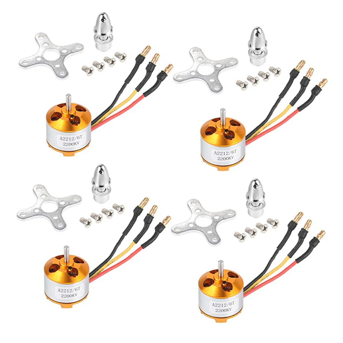 4 Pcs 2212 2200KV Brushless Motor with Mounts 6T for DIY RC Aircraft Plane Multi-Copter Quadcopter Drone