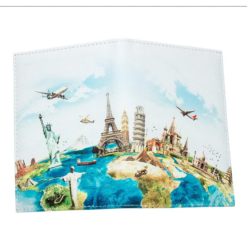 Funda de pasaporte Unisex con hebilla de mezcla de colores, con mapa del mundo, para tarjeta de viaje, billetera