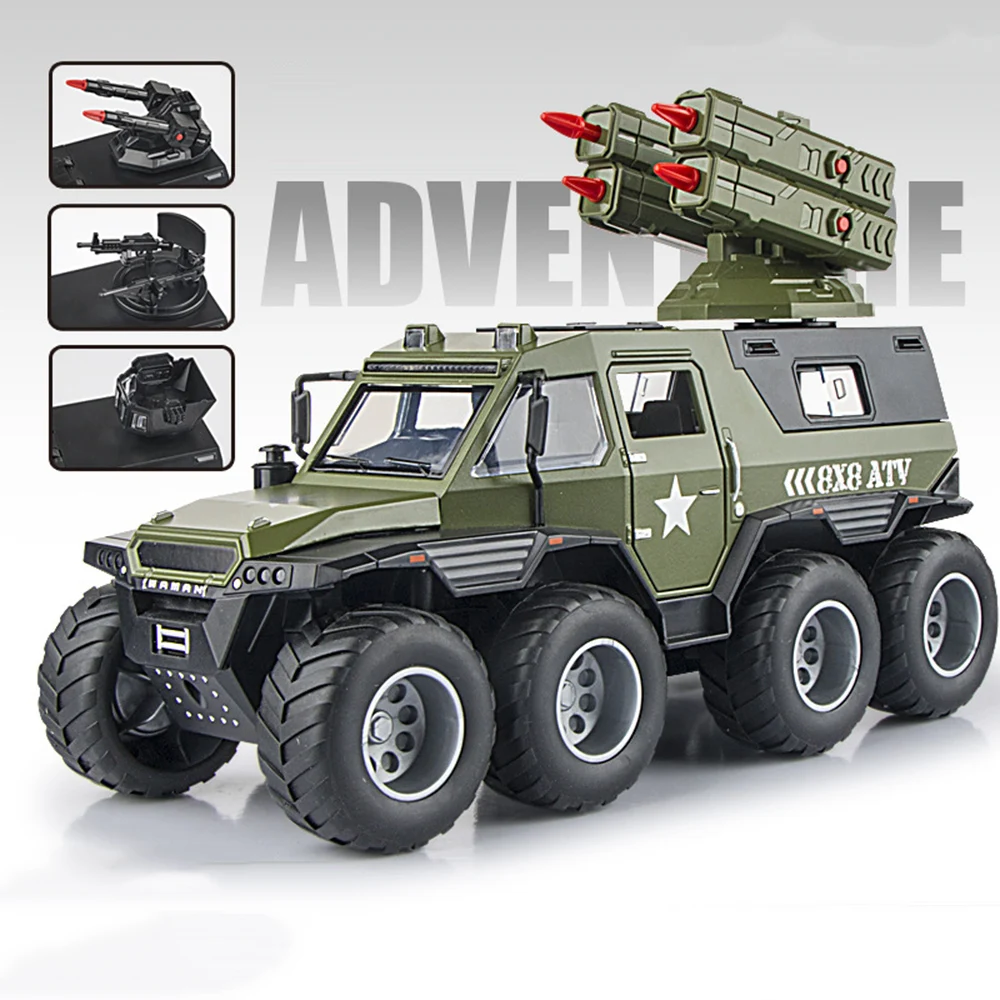 1:24 أفتوروس شامان نماذج اللعب سبيكة سيارات التراجع سيارة شرطة ضوء الموسيقى انفجار برهان المركبات المدرعة طفل أطفال الهدايا