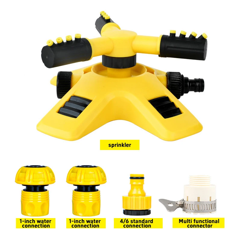 360 Degree Auto Rotating Sprinkler Heads For Nursery Irrigation Rotating Three-way Series Sprinkler Garden Watering Sprinkler