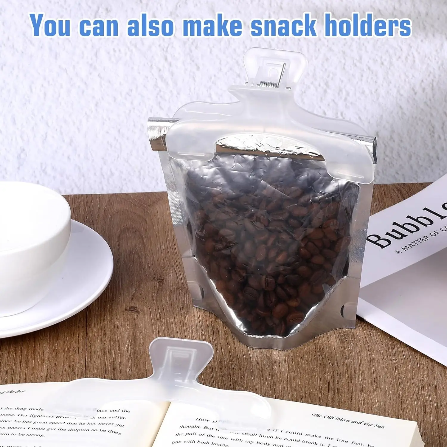 قطعتان من مشابك الكتب، حامل صفحة وزن الكتاب، مشابك كتب شفافة لحمل الكتب المفتوحة وحاملي صفحات القراءة المحمولة للمكتب