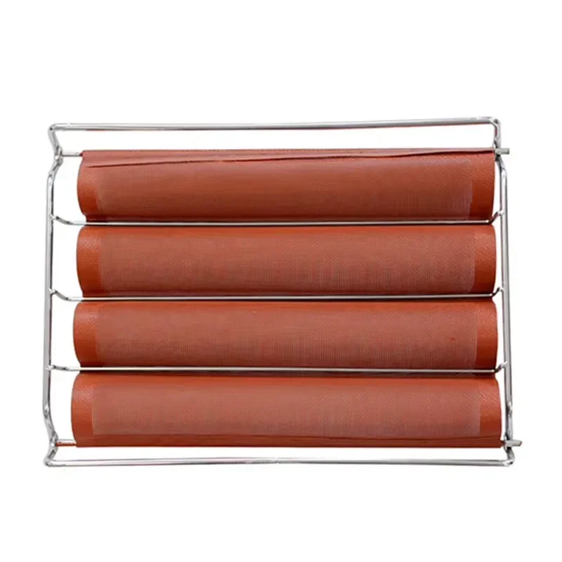 45x65cm Non Stick Silicone Baguette Tray 5 Rows Stainless Steel Frame Baking Pan For French Bread Loaf Oven Kitchen Tool