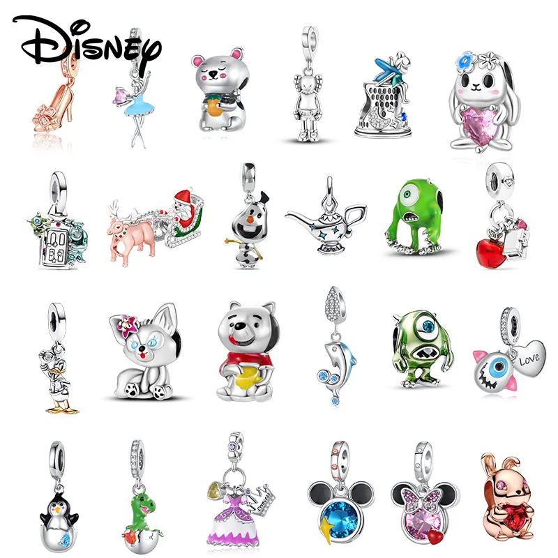 

Серебро Disney 925, Микки и Минни и платье принцессы, бусины-подвески, подходят для оригинального браслета «сделай сам», женский модный подарок