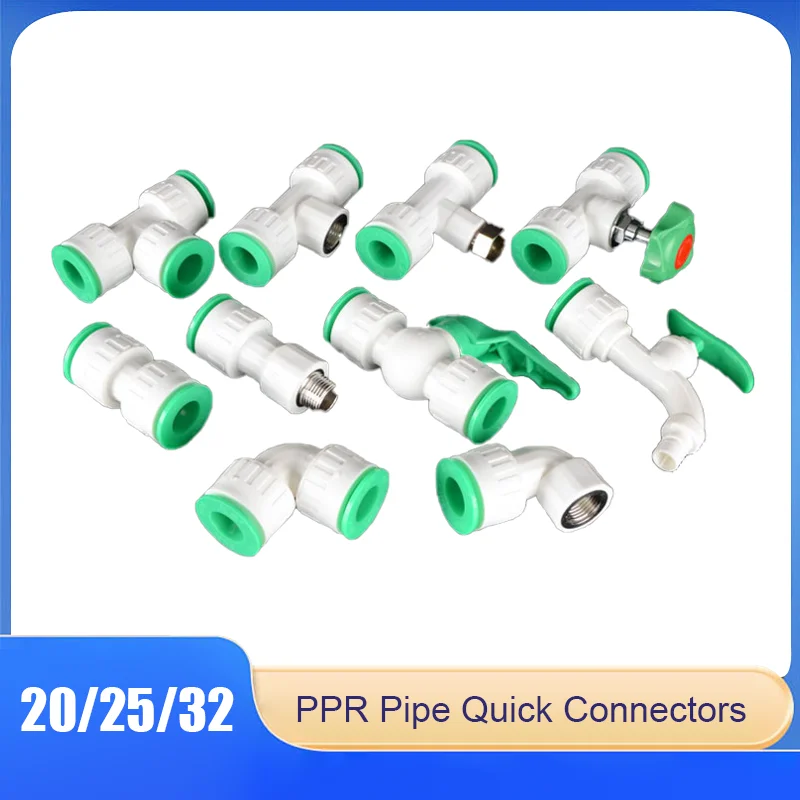 

1PCS No-Hot-Melt PPR Pipe Quick Connectors - Push-Fit Valves & Faucet Parts for Hot/Cold Water Lines,Plumbing Accessories