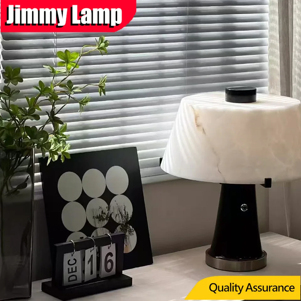 مصباح طاولة غرفة النوم من الرخام الإسباني، طراز بسيط، غرفة المعيشة، غرفة الدراسة، فندق LED، تركيبات إضاءة منزلية #1