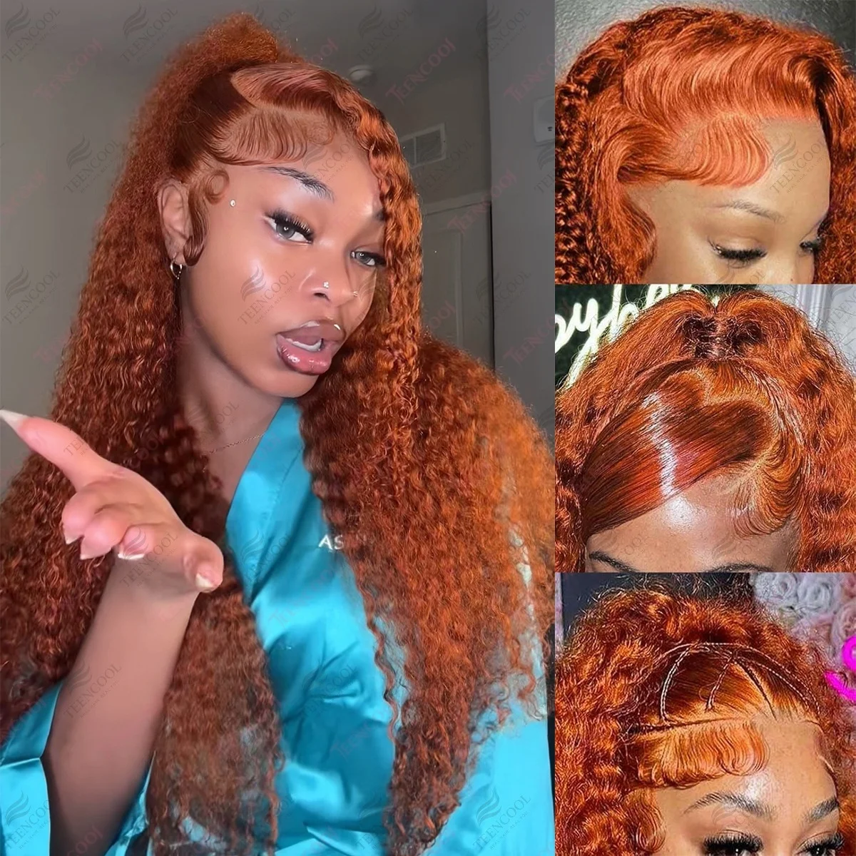 

30-36 Inch Ginger Orange Deep Wave 13x4 Lace Front Human Hair Wig 13x6 HD Lace Frontal Curly Brazilian 200 Density for Women