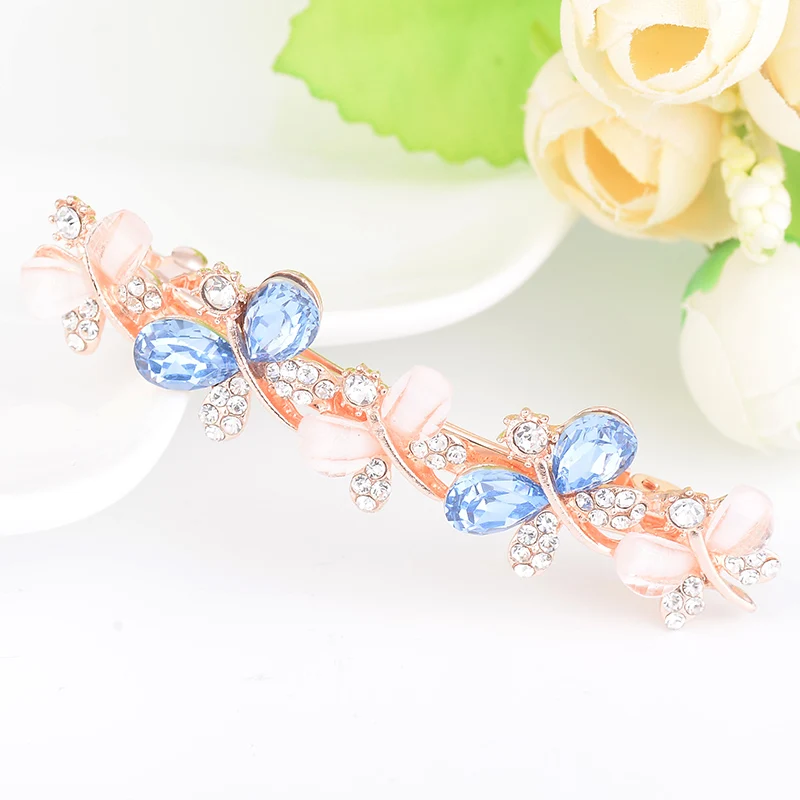 EASYA 3 Colors Fashion Shiny Butterfly Barrettes Hairwear Women\'s New Design Crystal Rhinestone Hairpins Jewelry