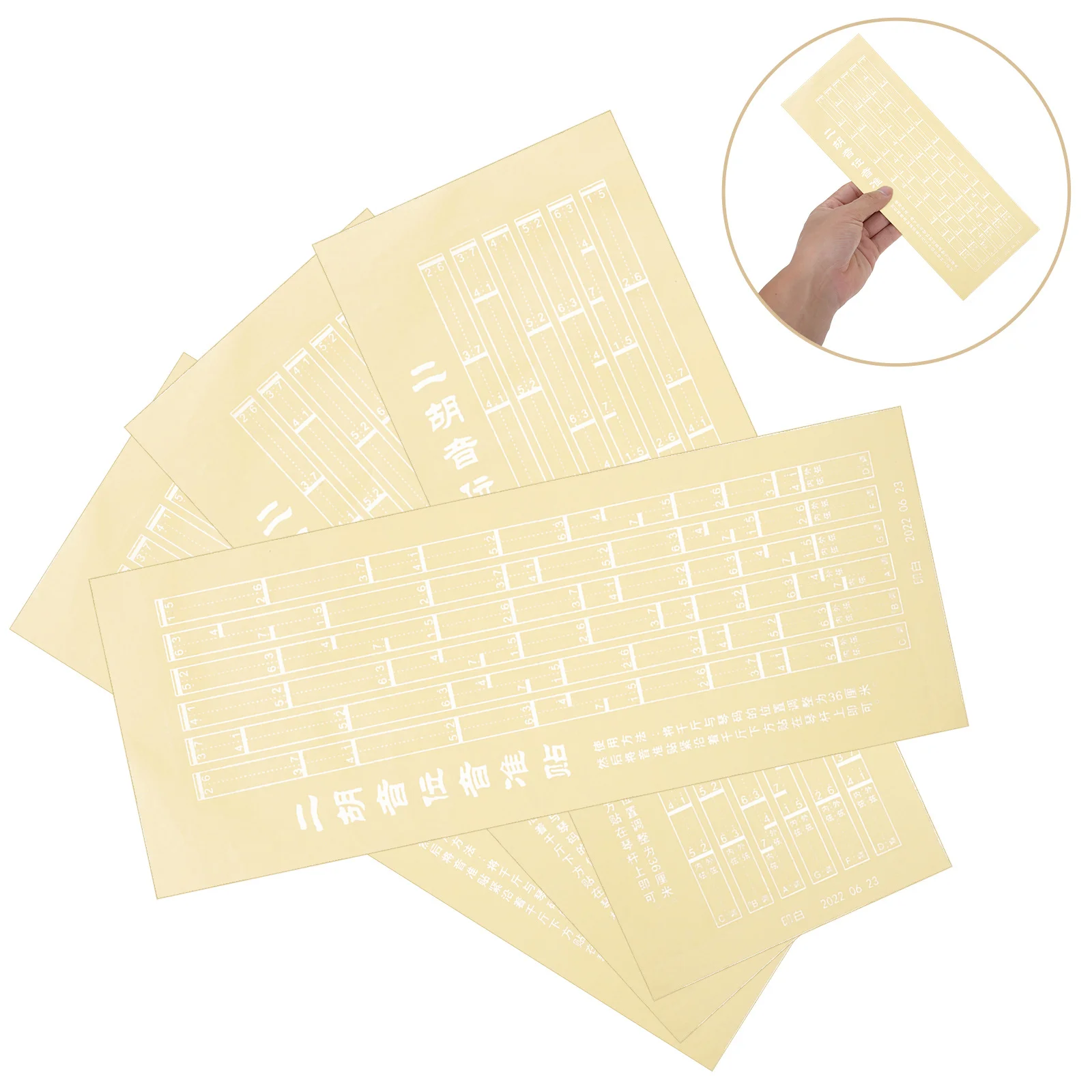 

4 Sheets Guitar Chord Stickers Erhu Fretboard Accessories PVC Inlay Chart Notes
