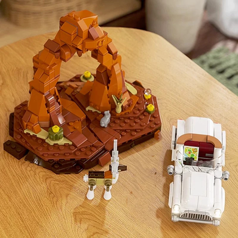 Tenda furgone Viaggio su strada Set di edifici Street View, città con figure Modello di edifici modulari Blocchi Regalo per adulti Bambini 576 pezzi