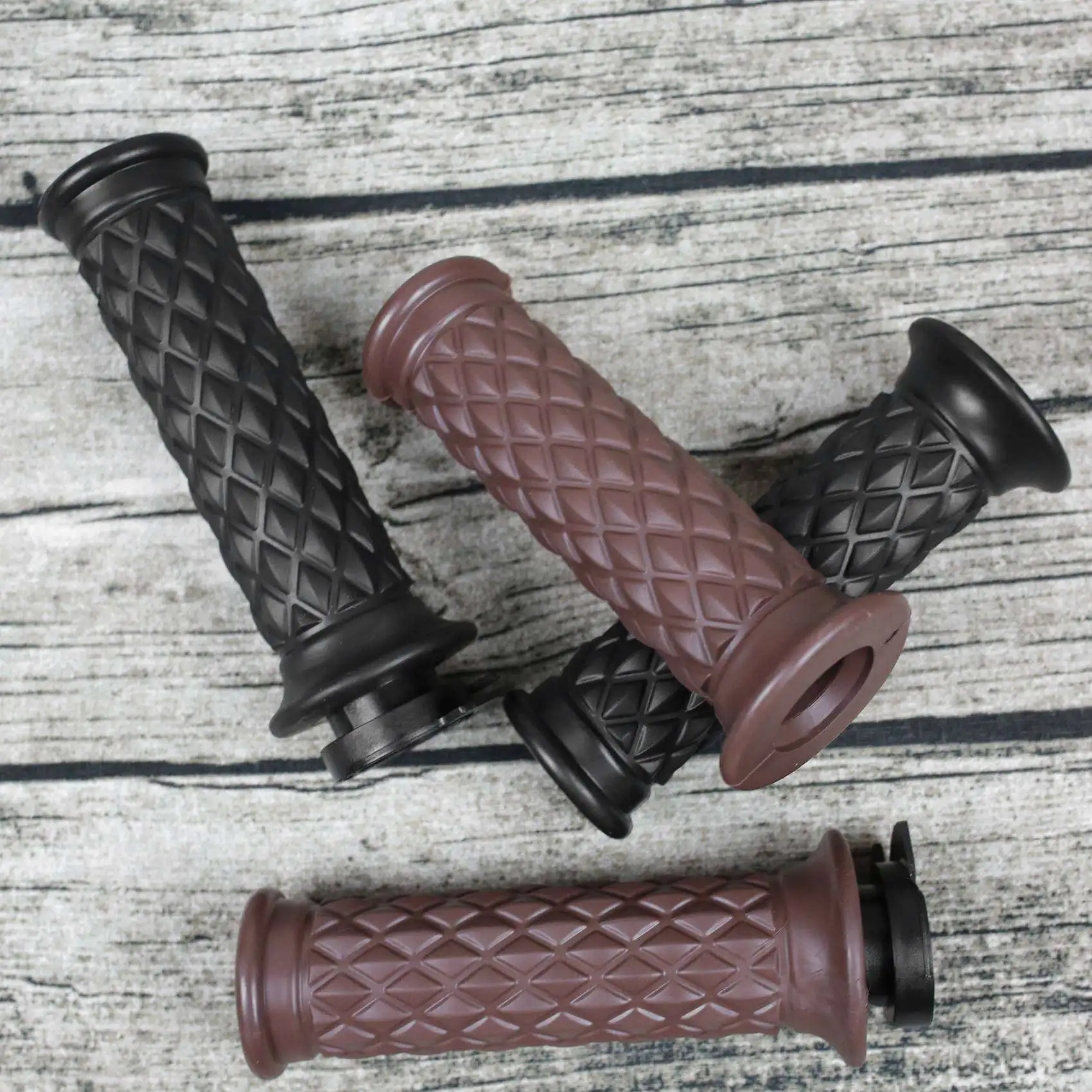 Motorcycle Universal Non Slip Handlebar Grips 7/8 inch 22mm Rubber Handle Grips for Brown,A